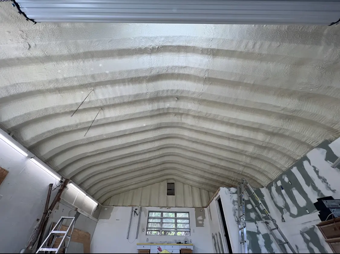 Spray polyurethane foam applied to the underside of a metal roof deck in West Hempfield
